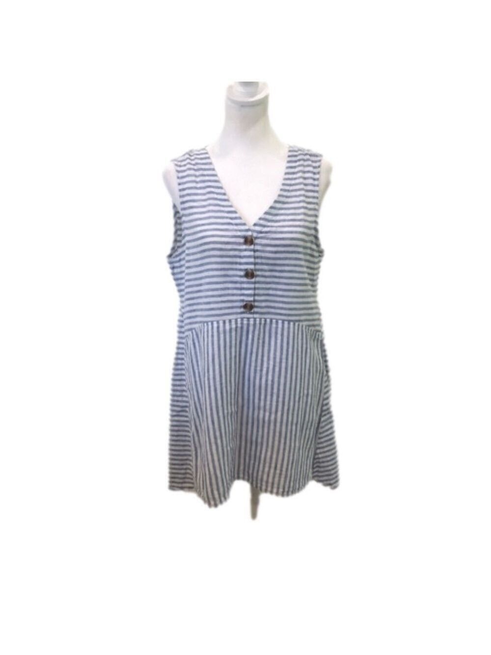beach lunch lounge linen dress Beachlunchlounge Size M blend blue white stripe mini tunic top Size:45/11 color-27-99 Fabrication 100%nrayon crinkle ANNIKA Formal Dress |